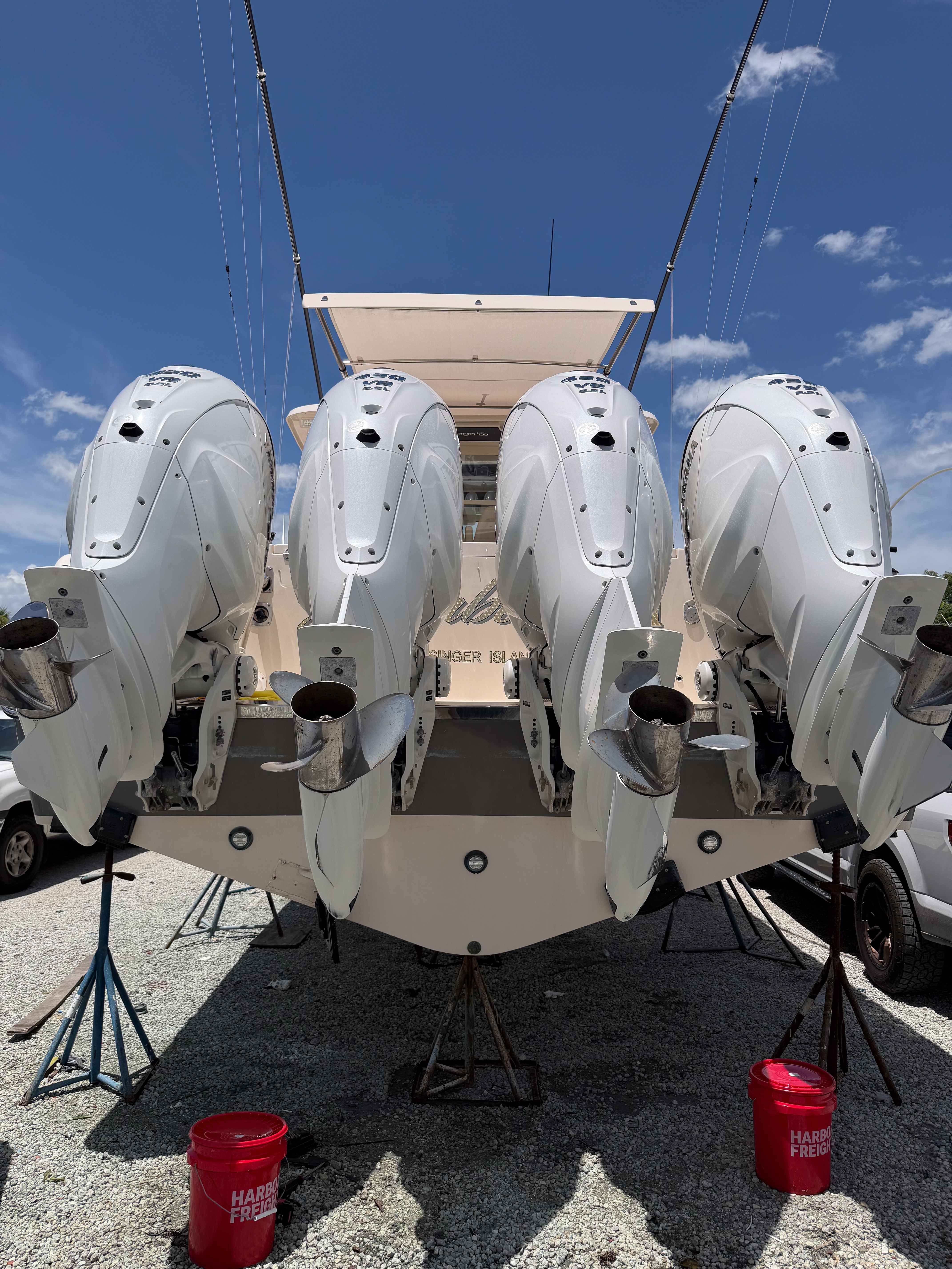 Marine engine and exhaust components during repair work