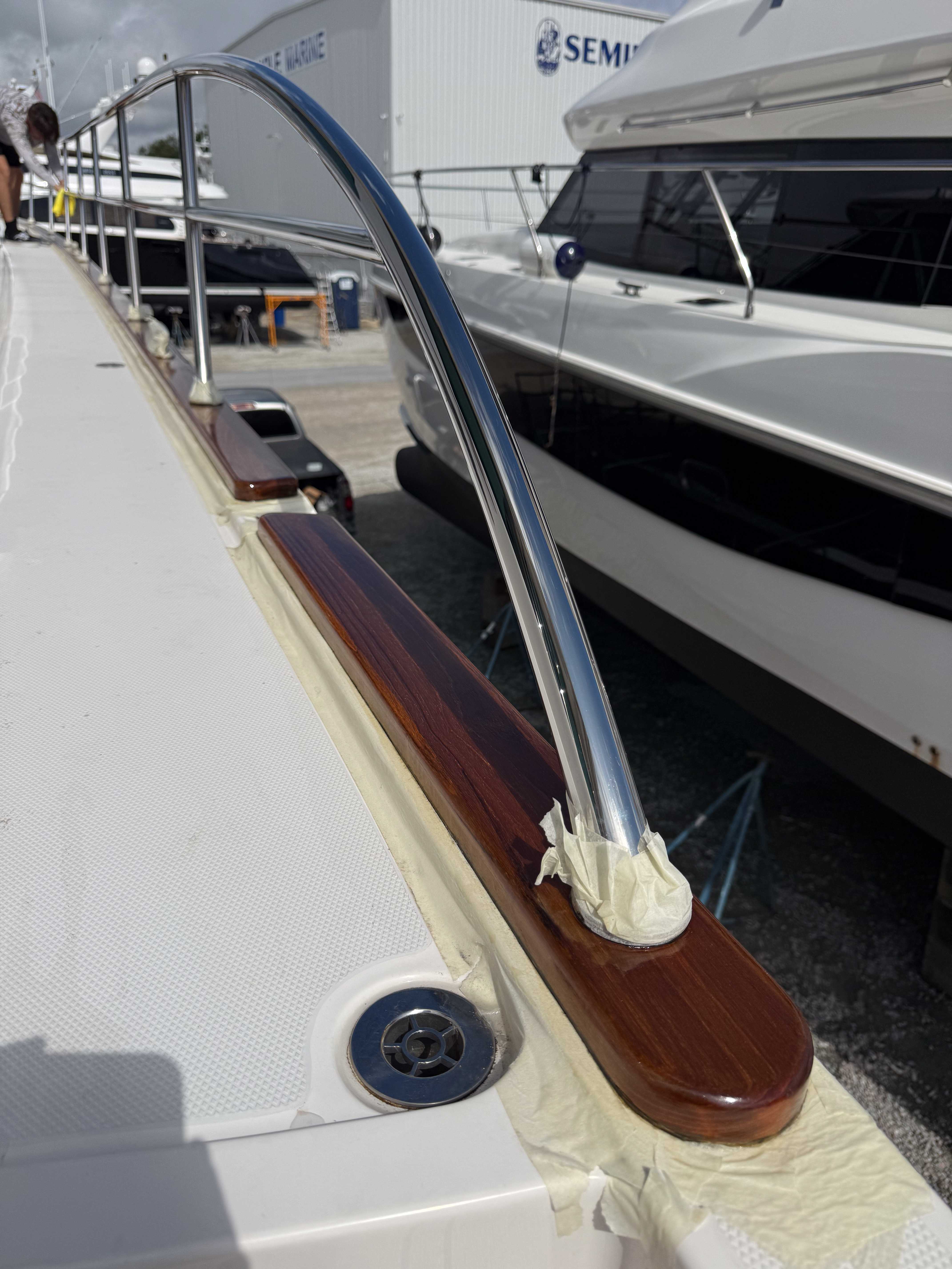 Yamaha outboard engines prepared for maintenance service